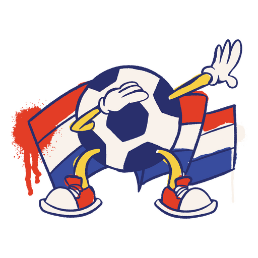 Dibujos animados retro de balón de fútbol de bandera holandesa