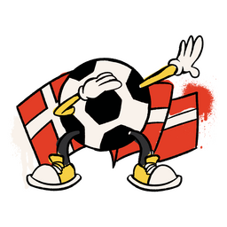 Denmark flag soccer ball retro cartoon