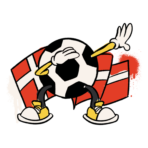 Desenho retrô de bola de futebol de bandeira dinamarquesa Desenho PNG