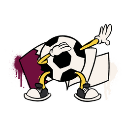 Balón de fútbol de bandera de qatar dibujos animados retro Diseño PNG