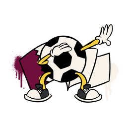 Qatar flag soccer ball retro cartoon PNG Design