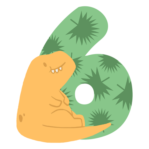 Dinosaurs flat numbers six PNG Design