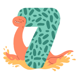 Dinosaurios números planos siete Transparent PNG