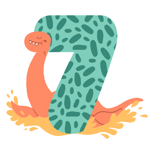 Dinosaurios números planos siete Diseño PNG