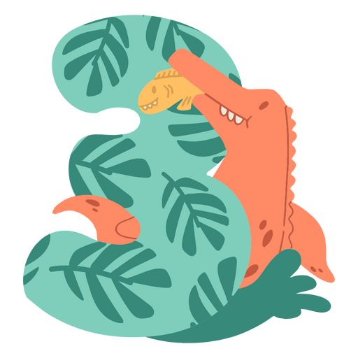 Dinosaurs flat numbers three PNG Design