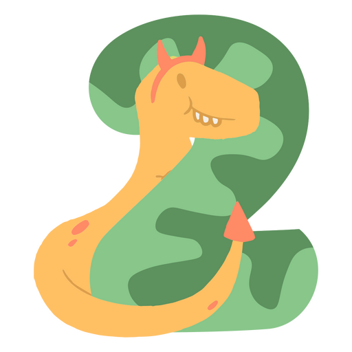 Dinosaurs flat numbers two PNG Design