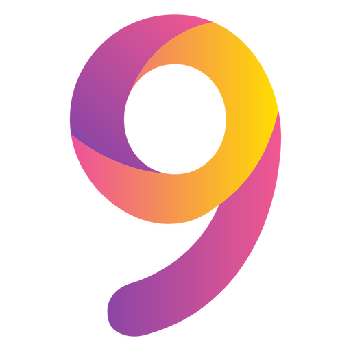 Número do alfabeto 9 gradiente Desenho PNG