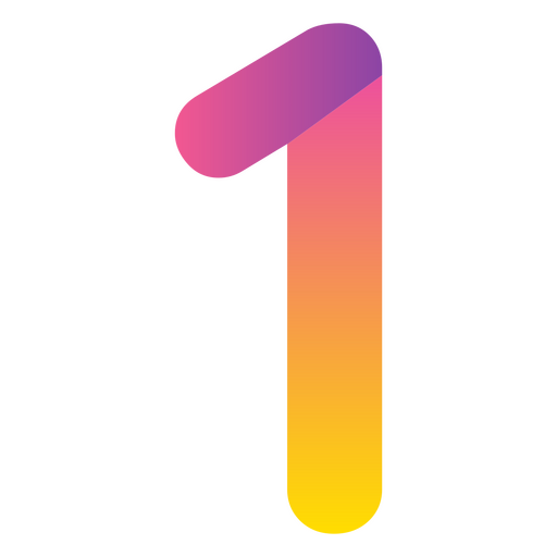 Numbers gradient one PNG Design