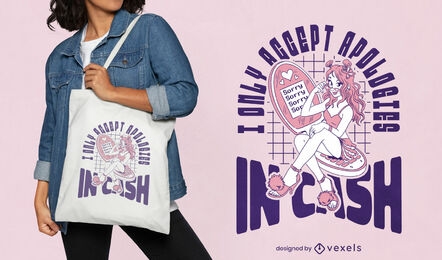 Only apologies in cash tote bag design