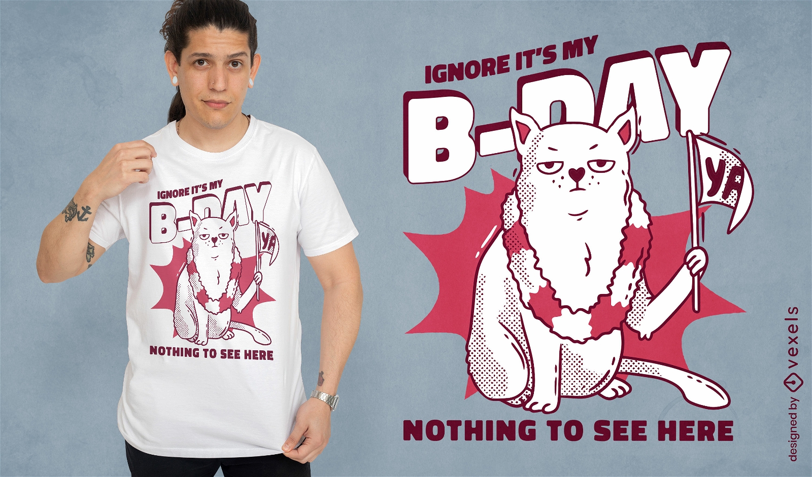 Design de camiseta de gato anti-aniversário