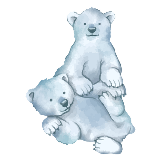 Cute polar bear babies watercolor animals PNG Design