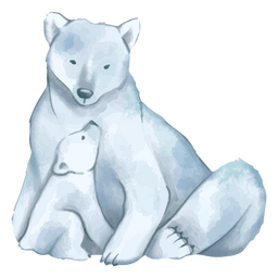 Cute polar bear mother and baby watercolor animals PNG Design Transparent PNG