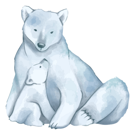 Lindo oso polar madre y bebé acuarela animales Diseño PNG