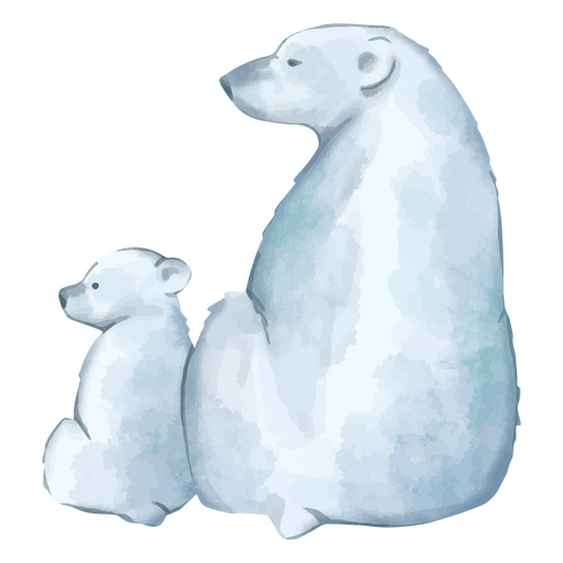 Niedliche Eisbären Mutter und Baby zurück Aquarelltiere PNG-Design