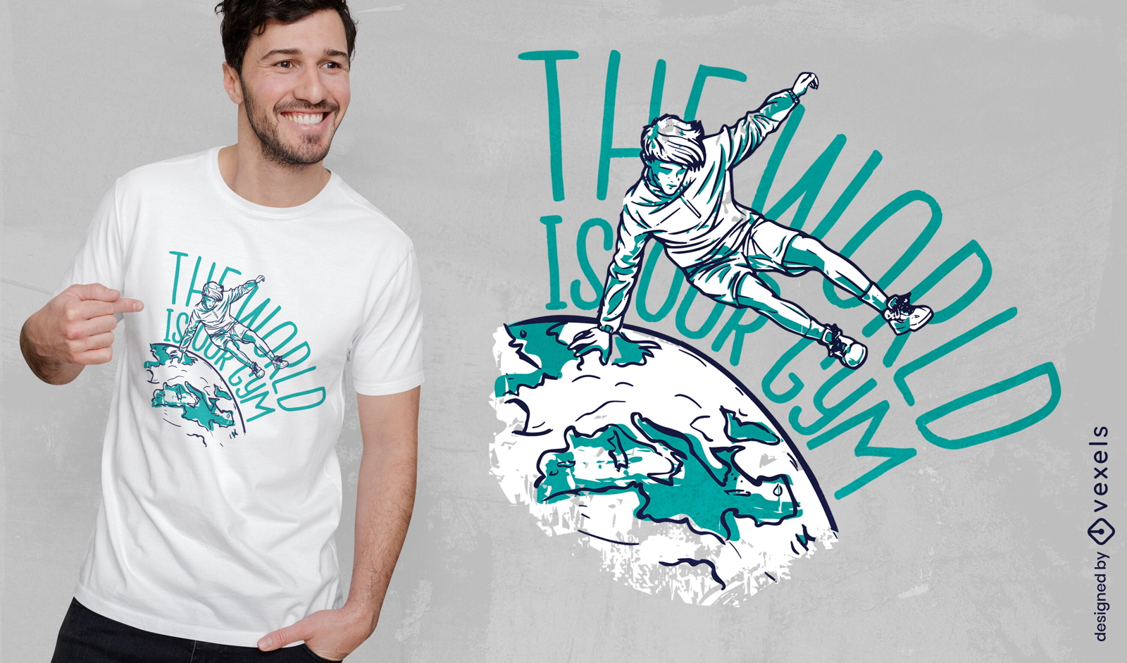 Man doing parkour on planet t-shirt design