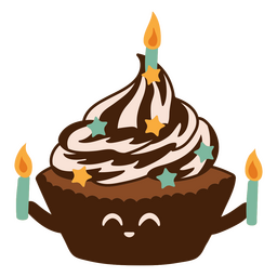 Lindo personaje de cupcake de cumpleaños