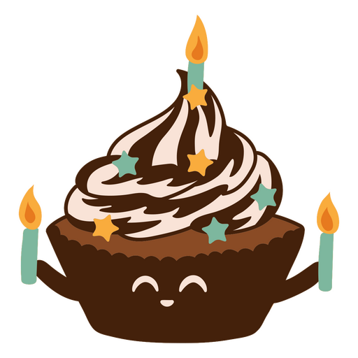 Personagem de cupcake de aniversário fofo Desenho PNG