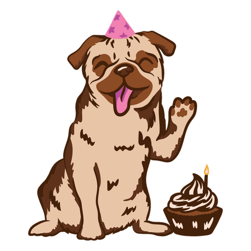 Birthday Pug Dog Character PNG & SVG Design For T-Shirts