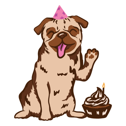 Personagem de cachorro pug de aniversário Desenho PNG