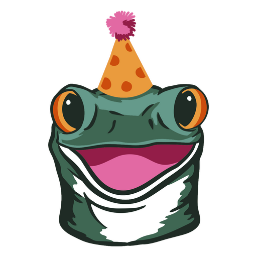 Personaje animal de rana de cumpleaños.