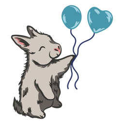 Cumpleaños conejito globos carácter animal Diseño PNG