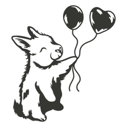 Trazo de personaje animal de conejito de cumpleaños Diseño PNG