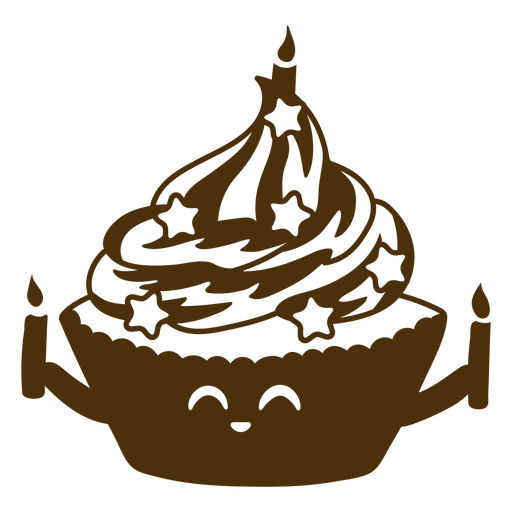 Personagem de cupcake de aniversário fofo cortado Desenho PNG