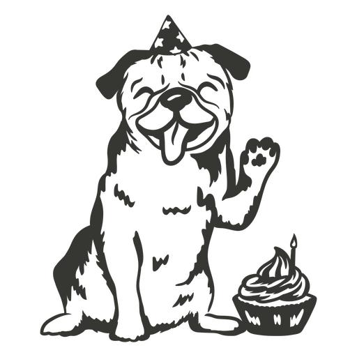 Pug dog with a birthday cake PNG Design