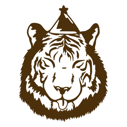 Tigre marrón con sombrero de fiesta Diseño PNG