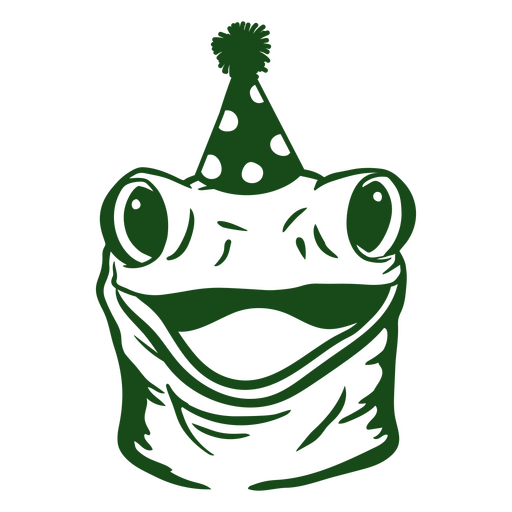 Rana verde con gorro de fiesta Diseño PNG