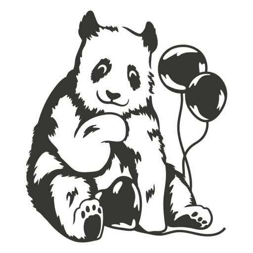 Urso panda segurando bal?es Desenho PNG
