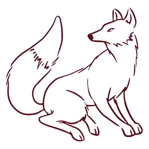 Dibujo de un zorro sentado. Diseño PNG