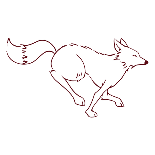 Silhueta de uma raposa correndo Desenho PNG