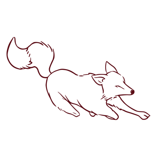 Silhouette of a fox running outline PNG Design
