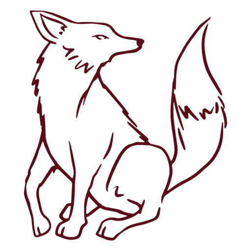 Red fox sitting outline PNG Design