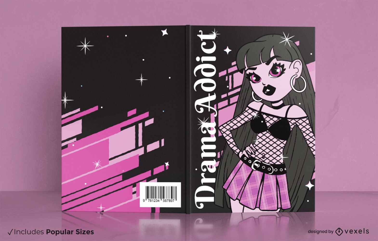 Design de capa de livro de menina gótica