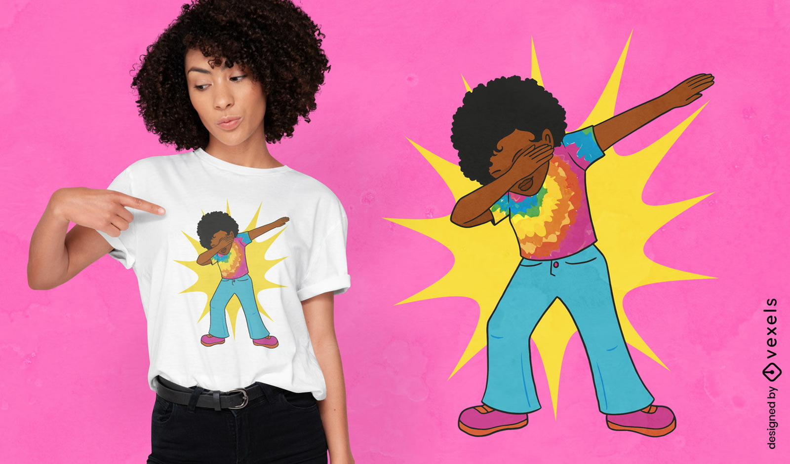 Dabbing design de t-shirt de menina negra