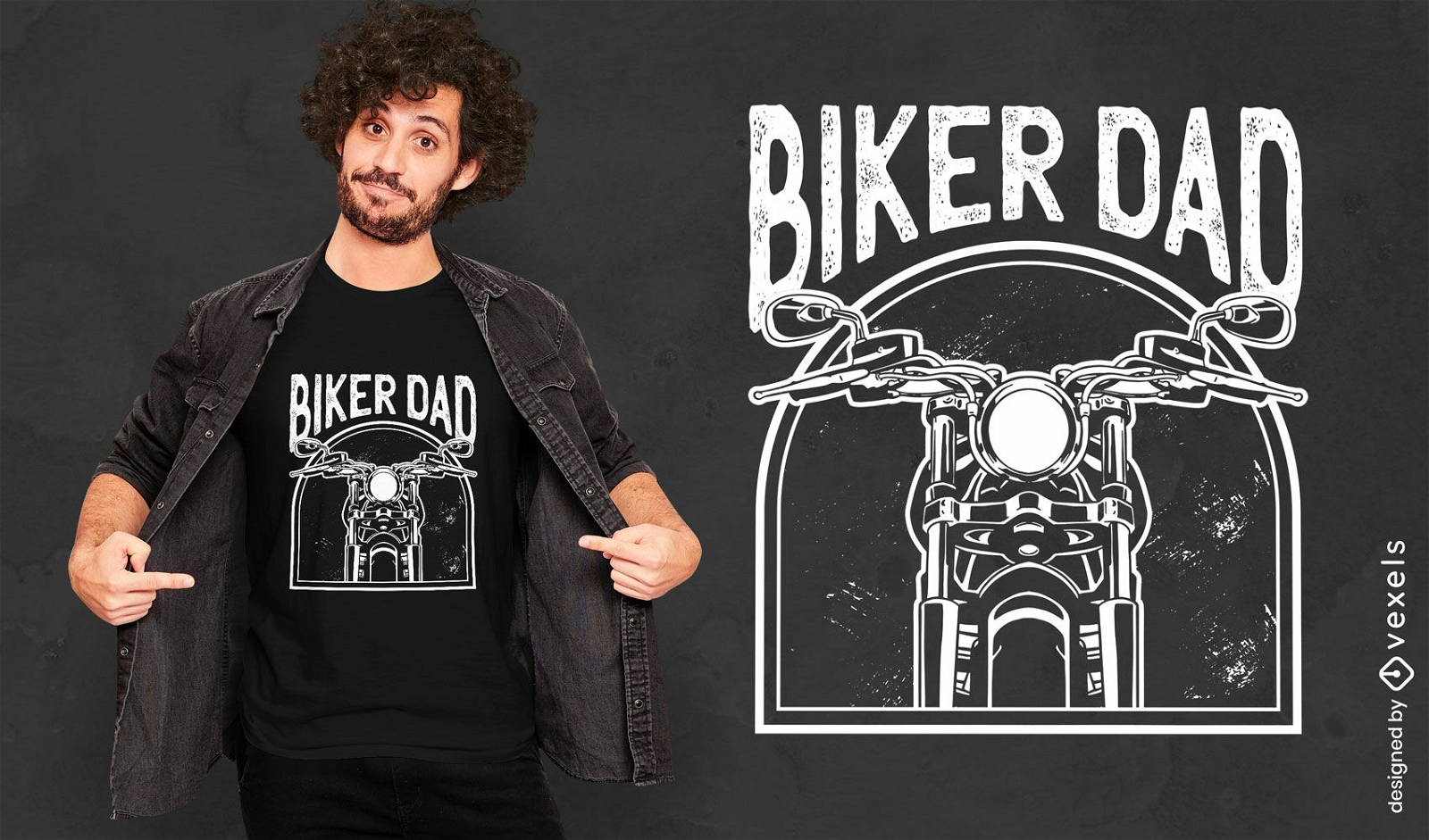 Design de camiseta de motociclista pai