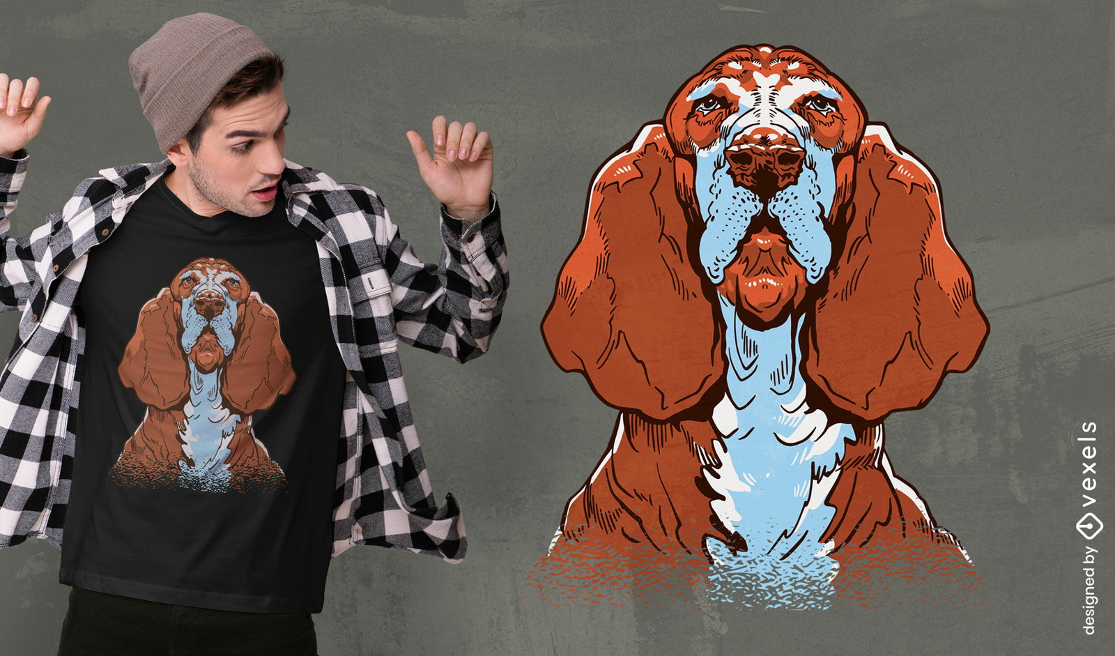 Diseño de camiseta de perro basset hound