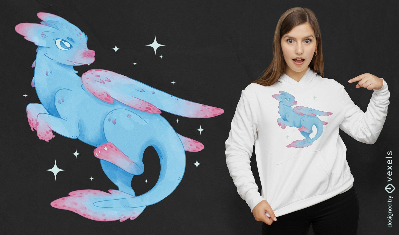 Cute baby dragon fantasy t-shirt design