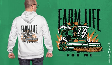 Diseño de camiseta de camión de vida de granja.