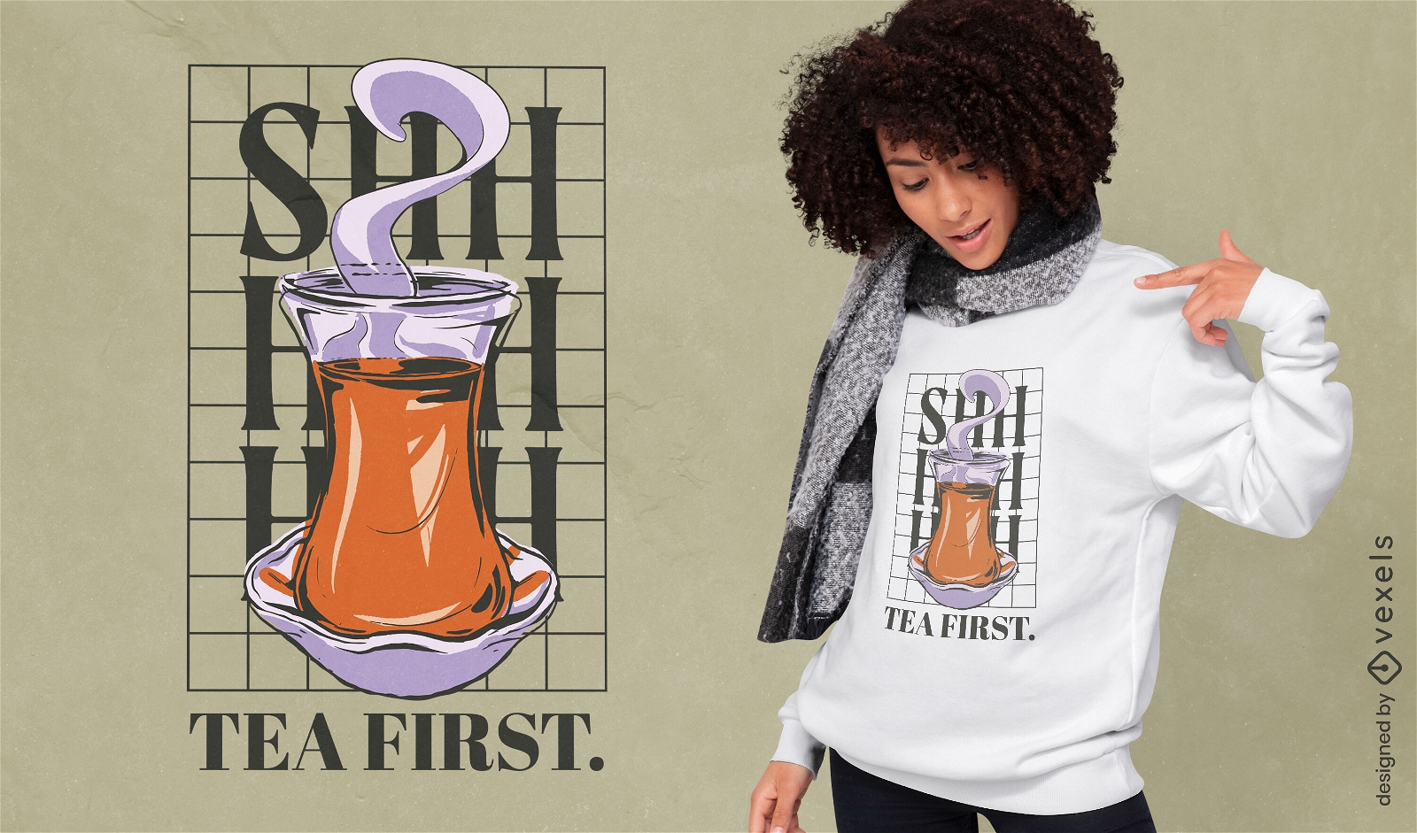 Shh tea primeiro design de camiseta
