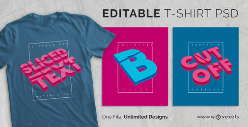 Geschnittener diagonaler Text skalierbares T-Shirt psd