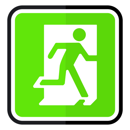 Grünes Ausgangsschild, auf dem ein Mann rennt PNG-Design