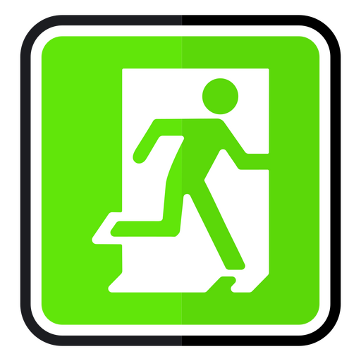 Señal de salida verde con un hombre corriendo. Diseño PNG