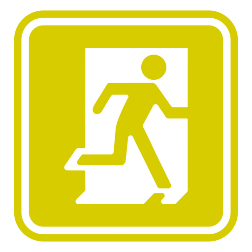 Yellow exit sign with a man running PNG Design