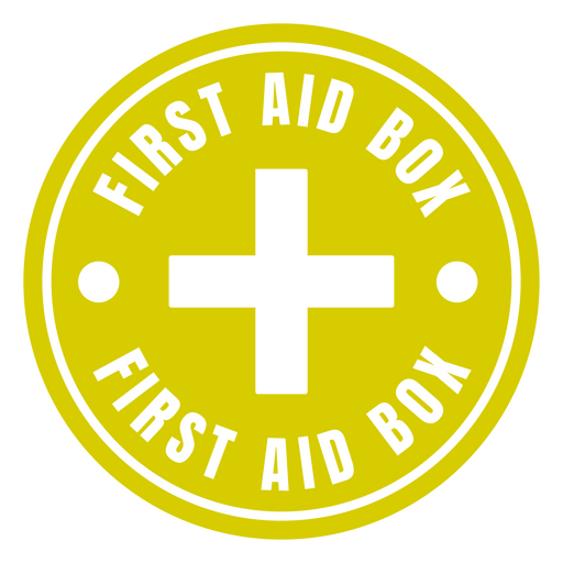First aid box with the words first aid box PNG Design
