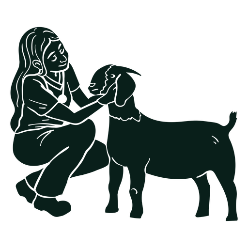 Woman petting a goat PNG Design