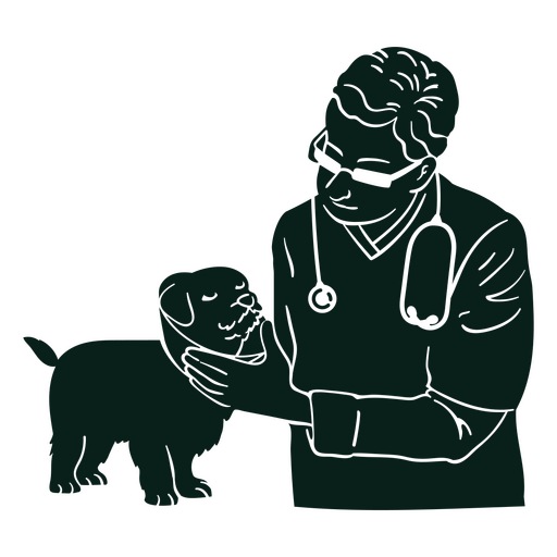 Man with a stethoscope is holding a dog PNG Design