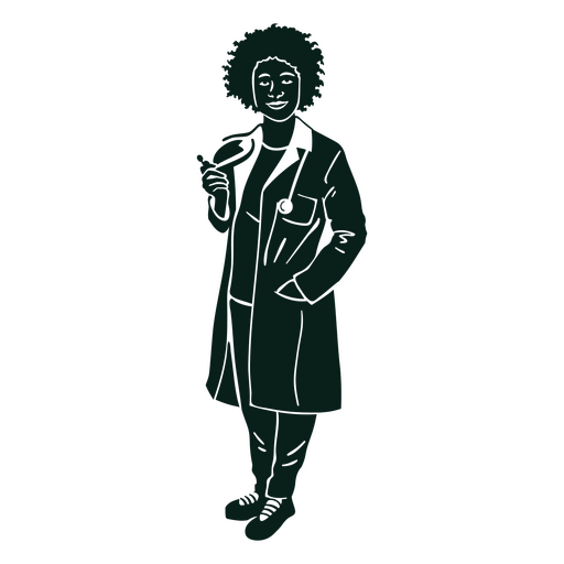 Silhouette of a woman in a coat PNG Design